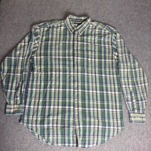 Norsport Mens XXL Green Purple Plaid Long Sleeve Button Down Cotton Shirt